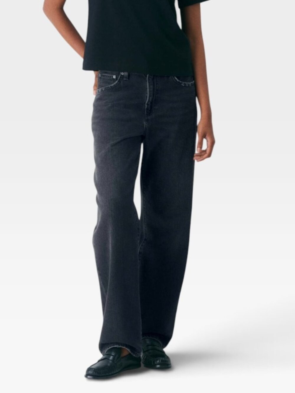 Denim Forum 90s Marlo Hi-Rise Baggy Jeans Washed Black